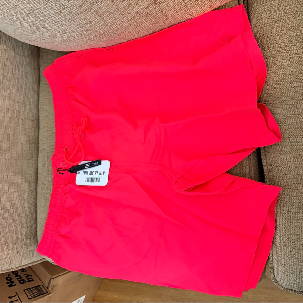 ZYIA Active Men’s Bright Tangerine Swimming Suit 7” W Drawstring